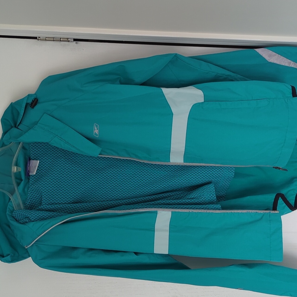 Vintage Reebok Teal Hooded Windbreaker Jacket